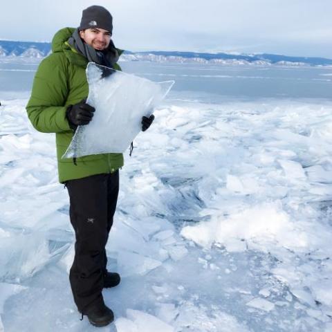 Uri Vool with an ice sheet on lake Baikal